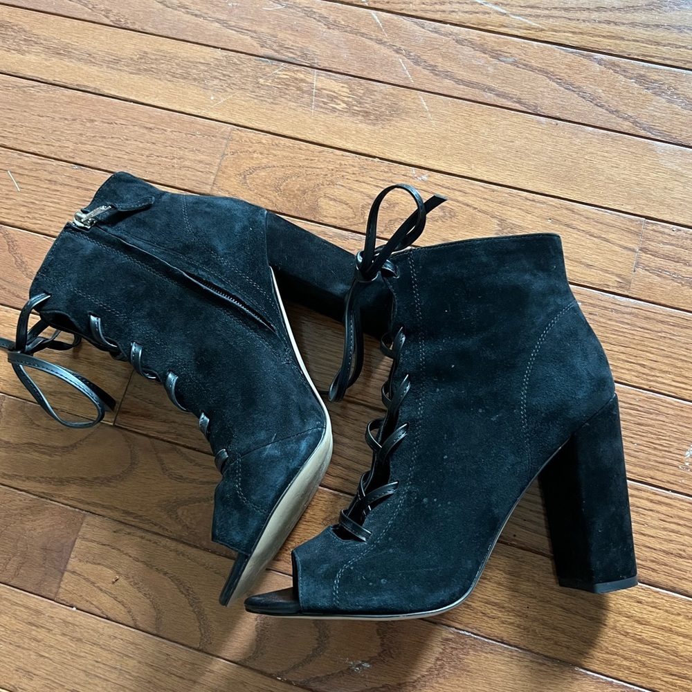 Sam Edelman Black Suede Heeled Booties